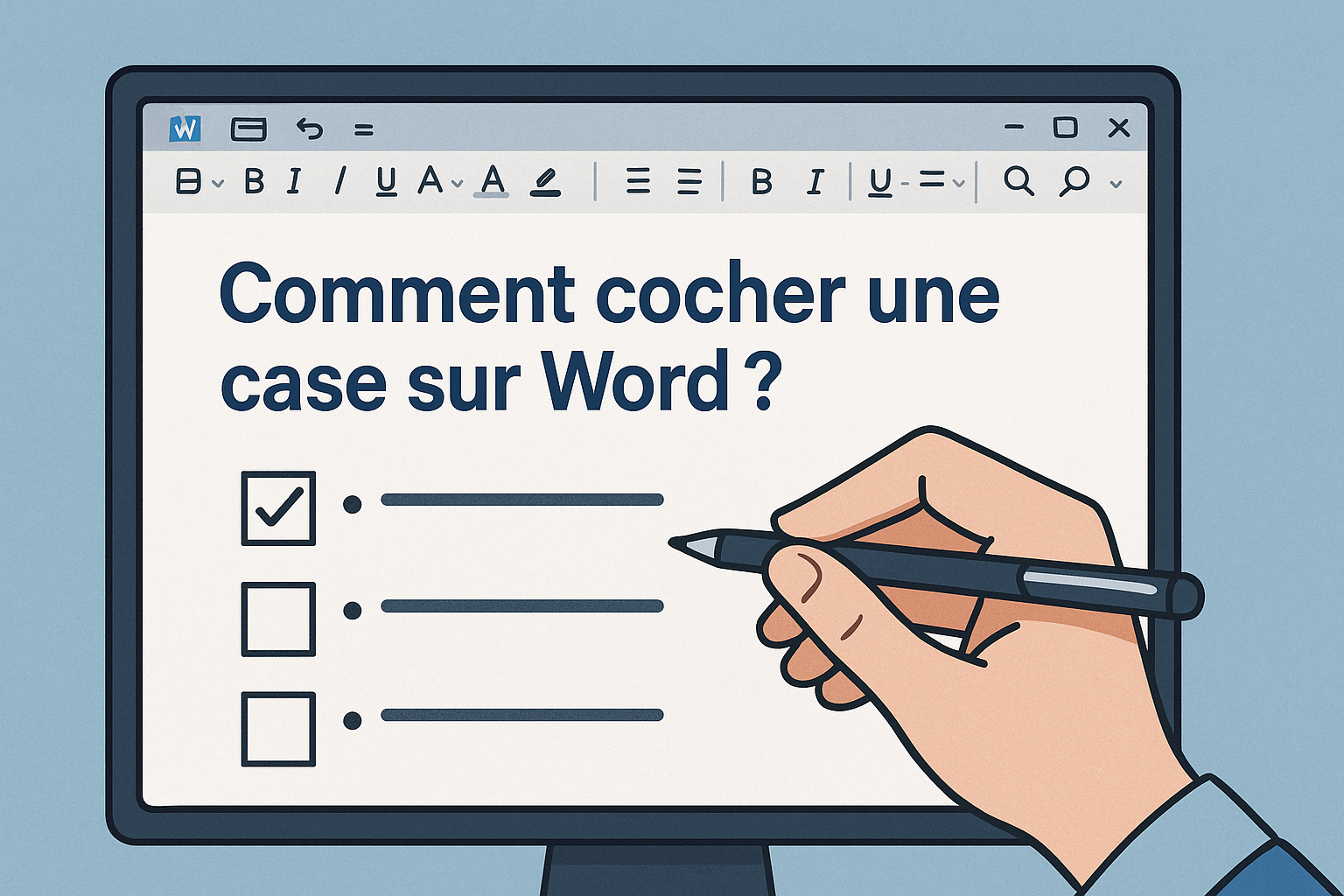 Comment cocher une case sur Word ?